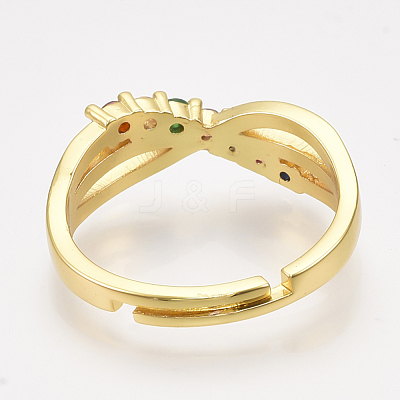 Adjustable Brass Micro Pave Cubic Zirconia Finger Rings RJEW-S044-003-1