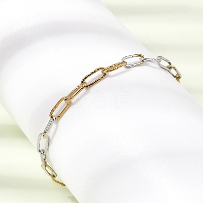 4MM Two Tone 304 Stainless Steel Textured Paperclip Chain Bracelets for Man and Women SA-CBAB767-13GP-1