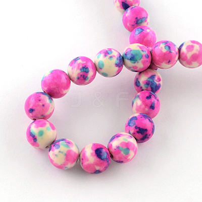 Dyed Natural Ocean White Jade Round Bead Strands X-G-R295-6mm-10-1