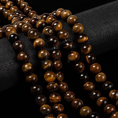 Natural Grade AB Tiger Eye Round Beads Strands X-G-O047-02-10mm-1