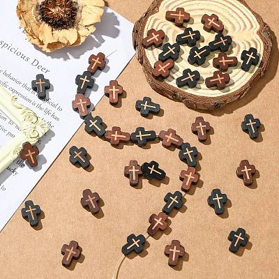 40Pcs 2 Colors Natural Wood Beads WOOD-CJ0002-61-1