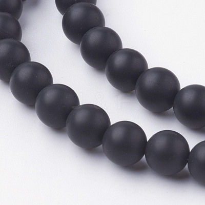 Natural Black Agate Bead Strands G-G735-60F-6mm-A-1