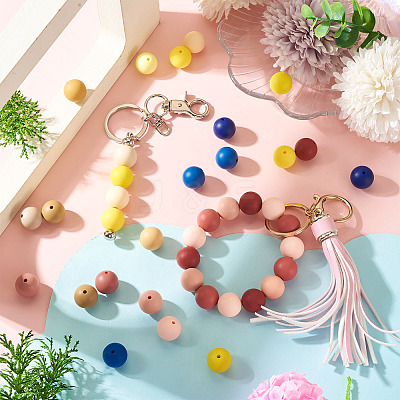 45Pcs 3 Colors Round Silicone Focal Beads SIL-TAD0001-01D-1