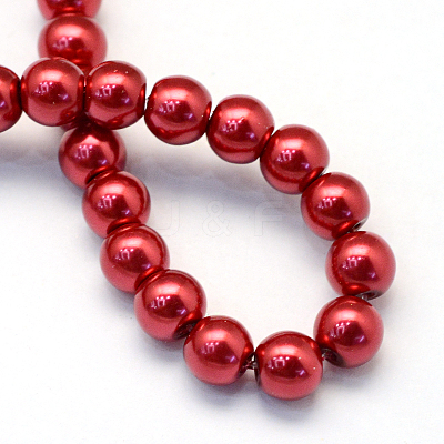 Baking Paint Pearlized Glass Pearl Round Bead Strands HY-Q330-8mm-51-1