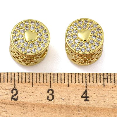 Rack Plating Brass Micro Pave Cubic Zirconia Column European Beads KK-I718-38G-1
