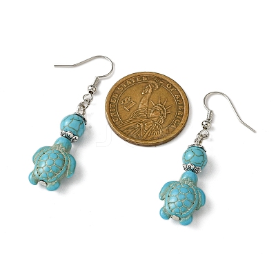 Starfish & Tortoise Synthetic Turquoise Beaded Stretch Bracelets & Dangle Earrings Kits SJEW-JS01311-02-1
