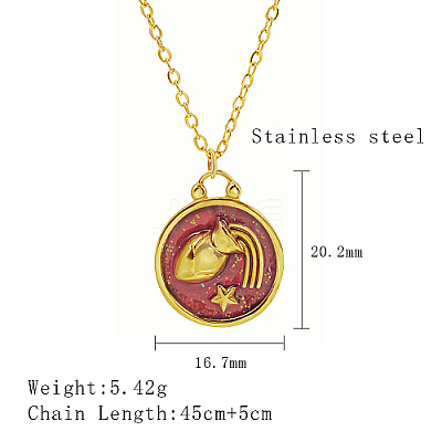 304 Stainless Steel Enamel Constellation Pendant Necklaces LS-DJ0261-4-1-1