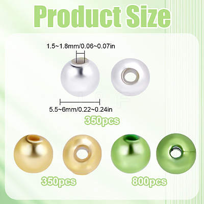 1500Pcs 3 Colors St. Patrick's Day Plastic Beads KY-SP0001-31-1