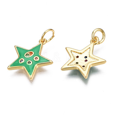 Brass Micro Pave Cubic Zirconia Enamel Charms ZIRC-Q200-025C-NF-1