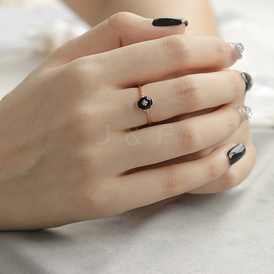 925 Sterling Silver & Clear Cubic Zirconia & Natural Agate Finger Rings FS-WG1BD13-02-1