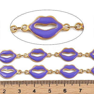 304 Stainless Steel Enamel Lip Link Chains CHS-K023-03G-03-1