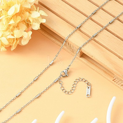 304 Stainless Steel Column Link Chain Necklace for Men Women NJEW-YW0001-15-1