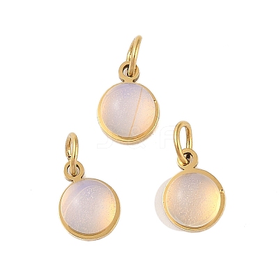 Ion Plating(IP) Opalite Half Round Charms with Jump Ring STAS-A097-05G-04-1
