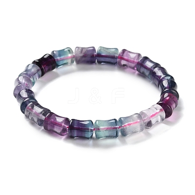 Natural Fluorite Beaded Stretch Bracelets for Women BJEW-C081-06-1