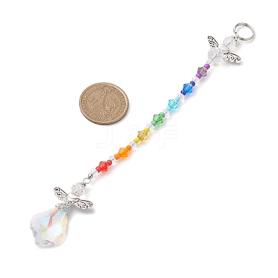 Angel Alloy & Glass Pendant Decoraton HJEW-JM02031-1