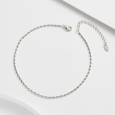 925 Sterling Silver Anklet AJEW-Z029-19P-1