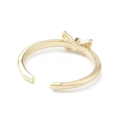 Clear Cubic Zirconia Butterfly Open Cuff Ring RJEW-C056-09G-1