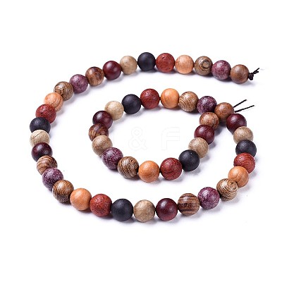 Natural Wood Beads Strands X-WOOD-F008-07-C-1
