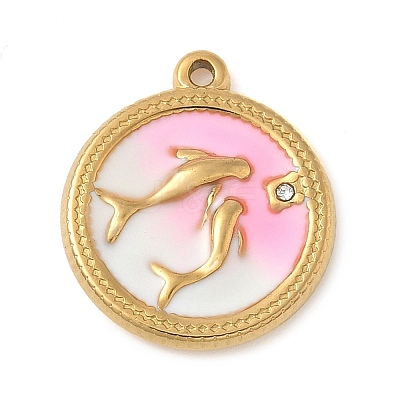 Stainless Steel Rhinestone Pendants STAS-P404-07G-1
