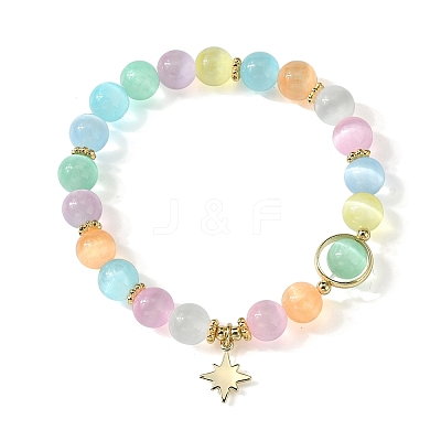Candy Color 8mm Round Natural Selenite Beaded Stretch Bracelets BJEW-TA00501-1