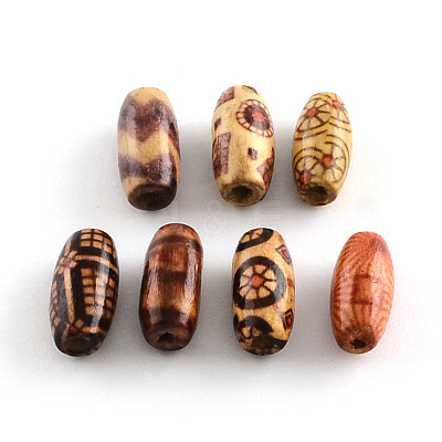 Printed Natural Wood Beads WOOD-R246-M-1