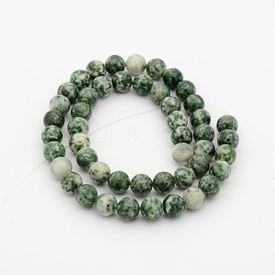 Natural Green Spot Jasper Round Bead Strands G-P070-45-12mm-1