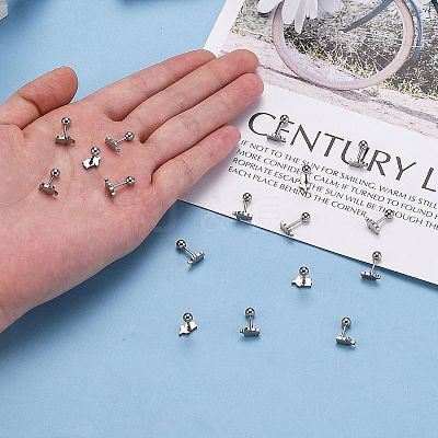 Tarnish Resistant 201 Stainless Steel Barbell Cartilage Earrings X-EJEW-R147-39-1