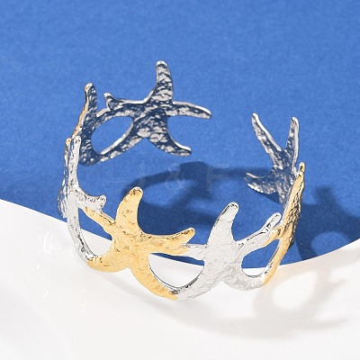 304 Stainless Steel Cuff Bangles for Women BJEW-G757-08GP-1