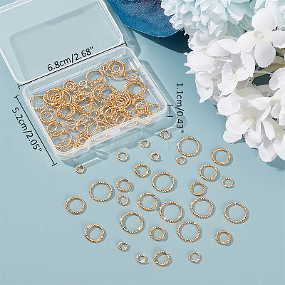 100Pcs 5 Styles Brass Open Jump Rings for Chainmaille Weaves KK-PH0006-21-1