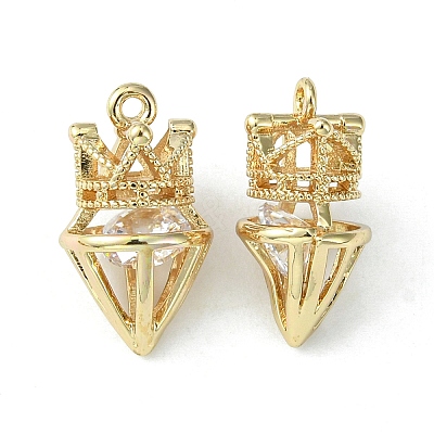 Brass Cubic Zirconia Pendants KK-G462-51KCG-1