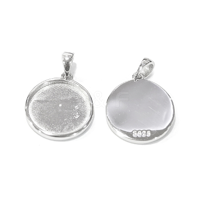 Anti-Tarnish Rhodium Plated 925 Sterling Silver Pendant Cabochon Settings STER-I017-017P-1