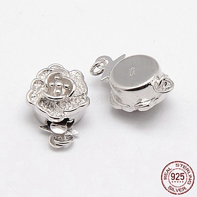 Anti-Tarnish Rhodium Plated 925 Sterling Silver Box Clasps STER-A030-64-1