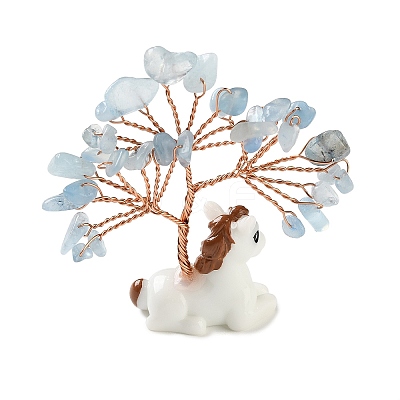 Natural Aquamarine Chips Tree of Life Decorations DJEW-A017-01Q-1