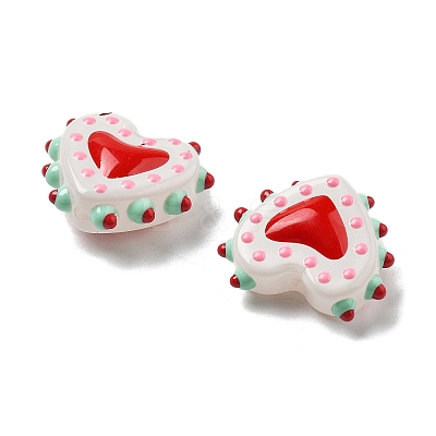 Painted Glass Beads Bumpy Beads Heart X-LAMP-V001-07D-1