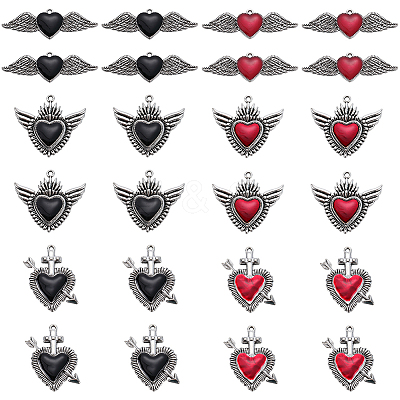 24Pcs 6 Styles Alloy Enamel Pendants ENAM-SC0005-03-1