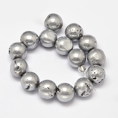 Round Electroplated Natural Druzy Geode Quartz Crystal Beads Strands G-A143A-10mm-01-1