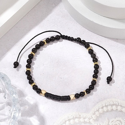 Natural Obsidian Braided Bead Bracelets BJEW-JB11241-05-1
