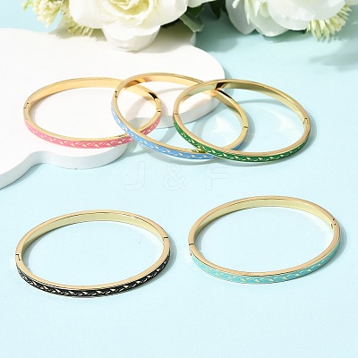 304 Stainless Steel Enamel Bangles BJEW-D408-36G-1