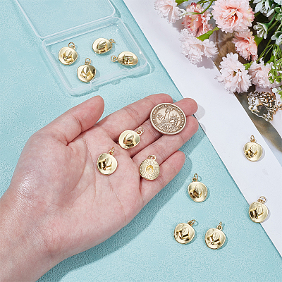 12PCS Rack Plating Brass Pendants KK-BC0014-37G-1