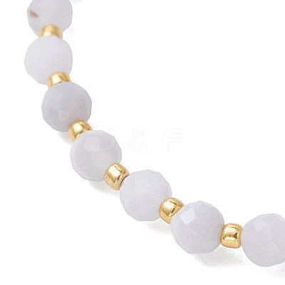 Natural Blue Lace Agate Beaded Stretch Bracelets for Women BJEW-JB13541-01-1