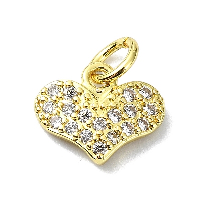 Heart Theme Brass Micro Pave Cubic Zirconia Charms KK-H475-56G-06-1