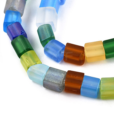 Transparent Frosted Glass Bead Strands GLAA-N047-08-B01-1