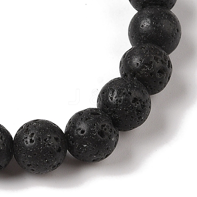 8mm Round Natural Lava Rock Braided Bead Bracelets BJEW-C067-01B-09-1