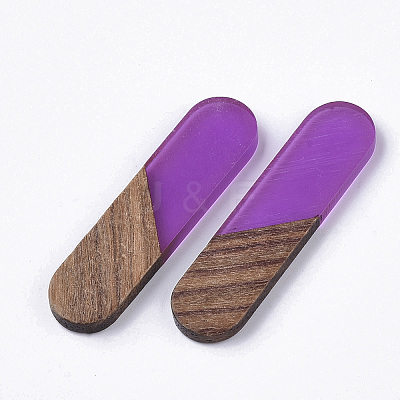 Transparent Resin & Walnut Wood Cabochons LS-RESI-Q210-014A-B01-1