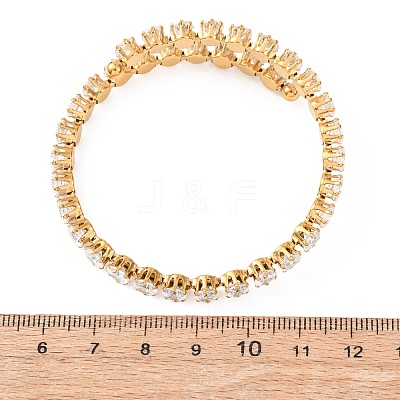 304 Stainless Steel Micro Pave Cubic Zirconia Open Cuff Bangles for Women BJEW-K293-04A-G-1