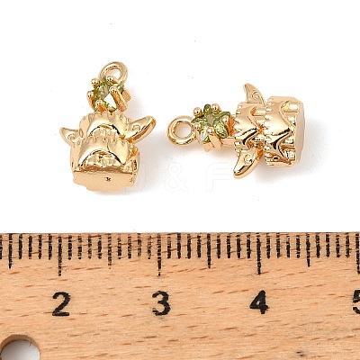 Brass Micro Pave Cubic Zirconia Charms KK-C155-17G-04-1
