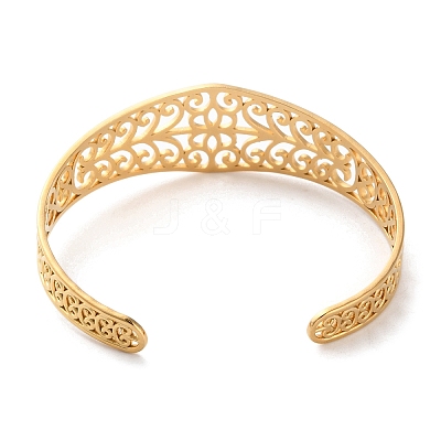 304 Stainless Steel Cuff Bangles for Women BJEW-K263-05G-14-1