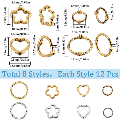 96Pcs 8 Styles Tibetan Style Alloy Bead Frames FIND-SC0008-86-1