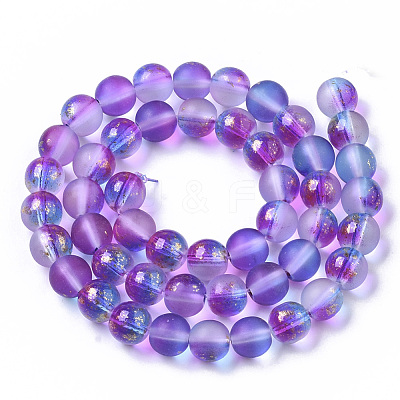 Frosted Spray Painted Glass Beads Strands X-GLAA-N035-03C-C03-1