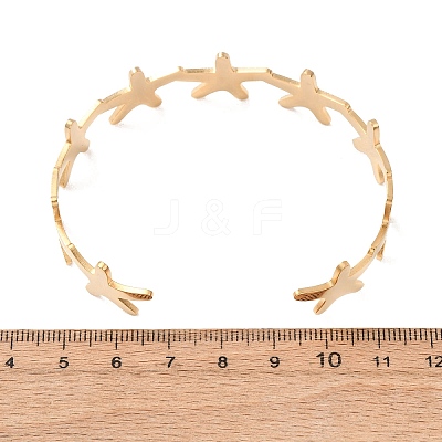 Starfish 304 Stainless Steel Cuff Bangles for Women BJEW-Z176-01G-1